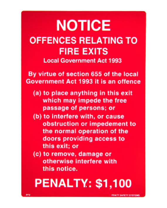 Fire Exit Penalty Notice Sign