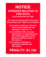 Fire Exit Penalty Notice Sign